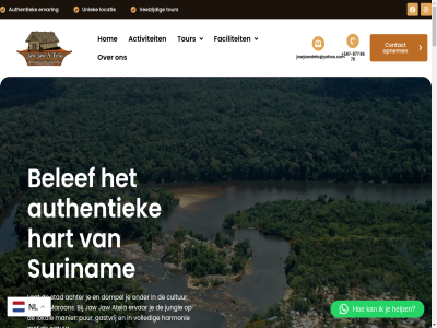 +597 -877 2026 4 70 86 a aanbied aanmeld accommodaties achter actie activiteit adventur ago algemen all alongsid already also an ananasberg anaula and another are arranged as at atela attended authentiek avontur back back-to-basic baking basic batteries be beautiful bekijk bel belef belev bepal bezoeker binnenland birthday boat bos bov boven-surinam bread brengt brought but by cabin caiman calabashes captain cassava certain charging childr church col combi combi-reis community complet condolenc contact conversation cooked creafect.nl created cultur d dag dagtrip danpaati day del designed dichter diesel digital direct disclaimer doesn dompel dorp down dream durft during easy echt eeuwenoud eiland electricity elk enrich entir ervar eten even excursie expedities experienc f faciliteit family fellow felt fet find flowing fod for fredberg friend furthermor gastvrij gemeenschap generator generous geniet get gid gift god going gourd ground half half-op hangmat harmonie hart he helemal help heritag highlight hik his hom hospitabl host hotel iederen immediately ina inclusief interest introduc introduced invigorat island it jaw jawja jawjawatela jawjawatela@yahoo.com jeanin jou journey jouw jungl jungle-ervar jungle-tour kalebasworkshop kenn kennis keuk kid kiest kiez klant kok kumalu laatst lat leeft leerzam ler lesgev lev lez lik lio local locatie lodg lokal luxury maaltijd mad magie mailbox major makes manier maron marron marrons-cultur mashing medical medicinal meerdag meevoer memories menu mieppus mooist mor mosquito museum must natur nearby net nic nieuwsbrief night nl ogen on onbek ontmoet ontspan ontvang onverget onz open opnem oprecht our overnacht panel phon pikin plek possibl post prijslijst privacy process product pur really recomm regel regenwoud reis resort review ric rid river rust s saamaka samaaka schol scop see seeking servic show showed shower slee slowly so solar special spend spot spotted stad stay staying still stuwmer such sula surinam swam t tapawatra 