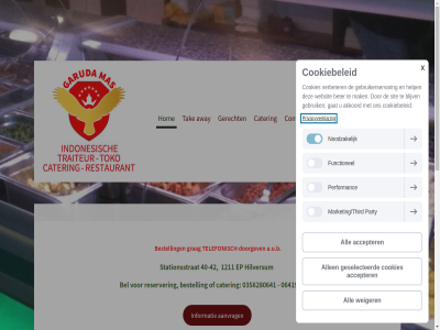 -20.00 -42 0356280641 0641999071 12.00 1211 40 42 a.u.b aanvrag accepter akkoord algemen all allen away bel bestell beter blijv cater ccwebsites contact contract cookiebeleid cookies dinsdag doorgev ep functionel garuda garudamas gat gebruik gebruikerservar gerecht geselecteerd geslot grag help herroep hilversum hom impressie indonesisch info@garudamas.nl informatie inlogg maandag mak marketing/third mas noodzak openingstijd party performanc privacyverklar reserver restaurant sit sitemap stationsstrat t/m tak telefonisch toko uur verbeter voorwaard websit weiger x zondag
