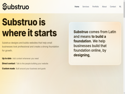 2026 a about add after all and around build building built busines businesses by comes contact contact@substruo.com content creat custom dat design direct draft explor fast first for foundation from goal growth help hom hosting it latin lok mad maintain maintenanc mean messag ned nl one ongoing onlin peopl performanc plac policy polished portfolio privacy professional reserved right send seo servic services small start strong substruo support talk term that the to up we websit websites whenever wher you your