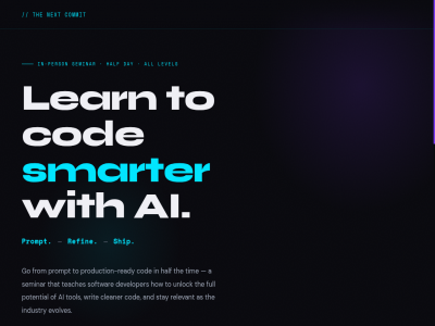 a ai all and as cleaner cod commit day developer evolves from full go half how in-person industry learn level next person potential production production-ready prompt ready refin relevant seminar ship smarter softwar stay teaches that the tim to tol unlock with writ