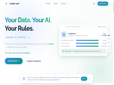 02 1 100 120w 2026 248 a about activ ads ai all applianc building company comparison contact cookie cookies data devic document entry explor files follow for get got hardwar hom how index info@junglelabs.ai infrastructur intelligent it jungl lab latest learn leaves legal local locally localstorag lop low low-power media mor never no nothing on on-premis own panda party policy power preferenc premis pricing privacy privat processed product q ready remember reserved right rules servic singl social solution speech speech-to-text start started stay sustainabl term text the them third third-party this to touch tracking updates us use we with work you your yourcompany.jlai