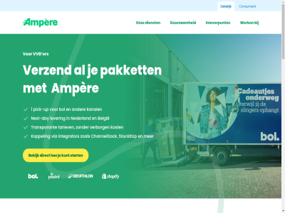 1 2022 2025 2026 85 97 activator ampèr b.v beher bekijk belgie bestell bezorg bezorger bol brandstoff buurt channeldock climat co2 collectierit consument contact cookies day dienst direct dna duurzam ecologisch eenvoud eig elektrisch ers ga gecertificeerd gered groeiend groen hard hvo impact ingeleverd inleverpunt integrator jouw kanal kilometer klar koppel kost krijg kunt lever logistiek mee miljoen nederland netwerk next next-day onderdel ontdek onz overstap pakket partner partnerplatform partnerservic per pick pick-up portal privacy red sam schoner schrijf servic sind slimm snel stan standard start stockitup stur tariev transparant up verborg vergoed verklein verlag verzend verzender via voetafdruk voorwaard vvb we weg werk wet word zakelijk zending zoal