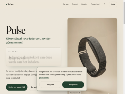 0 2026 209 3523 40m 42148830 65 6u abonnement accepter advertenties algemen app band bestel bestell btw contact cookie cookievoorkeur een eg gebruik gevestigd gezond gezondheidsband iederen info@pulsebands.nl jij kiest kvk met nederland nl004660033b54 ontdek onz privacy privacybeleid product pul pulseband retourner review schermloz slap smaragdplein tracking updates utrecht vanaf verhal voorwaard we weiger werk werkt wijzig