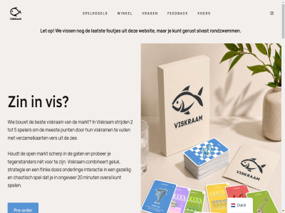 2 20 5 alvast best bouwt chaotisch combineert dosis dutch feedback flink foutjes ga gat geluk gerust gezell houdt inhoud instagram interactie koer kunt laatst let markt meest minut net onderl ongever open order overal pre pre-order prober punt rondzwemm scherp spel speler spelregel strategie strijd tegenstander ver verzamelkaart vis viskram viss vrag vull we websit winkel zee zin