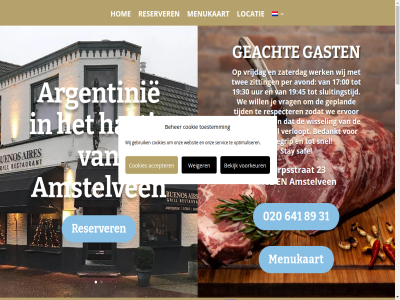 00 020 1 1182 17 19 2 23 30 31 45 641 89 accepter aires amstelven argentijn argentinie avond bedankt begrip beher bekijk best buenos cookie cookiebeleid cookies copyright dorpsstrat ervor gast geacht gebruik gepland happy2design4u hartj hom hop juridisch kennisgev locatie menukaart onz optimaliser per privacybeleid reserver respecter restaurant saf servic sluitingstijd snel soepel stay tijd toestemm twee uur verloopt verwelkom vles voorkeur vrag vrijdag we web websit weiger werk wij will wissel zaterdag zitting zodat zorg