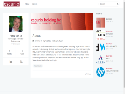 -06 -07 -09 -10 1 2017 2019 7 about antea busines by easylogic entrepreneur es escurio hewlett hewlett-packard holland hugo investor mor netherland packard peter post ppoffic read recent shar tag technologist them water