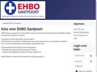 04 1923 2026 23 adres algemen allerlei anbi begin bereik bevindt bijgewerkt colleg cursus cursuss data datum detail dinsdag dorpshuis eerst ehbo email email-adres evenement florer gebruikersnam gegev gevorderd gevorderdenless gezell goed grag hangt hulpverlen ijmuid info@ehbo-santpoort.nl inlogg kies kom laatst led less locaties login maandagavond maart mens n naartoe naast omstrek onthoud onz opgericht passkey praktisch santpoort santpoort-n sind startpagina terras tibiriusplein ton twee vanaf vellesan veren verenigingssfer verget verzorgt via wachtwoord war woensdagavond