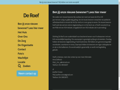 -28853873 -48426657 06 20 2026 40 8 aanmerk amsterdam anna avondmaaltijd badkamer begeleid beperk beschermd bewoner bezit buitenshuis contact croes daarnaast dagbested direct drie eig extern fijn foto ga gedrag gekookt gelijkmat gemeenschapp gevestigd gezamen groep hoofdinhoud huis ijburg indicatie informatie interes j_hm_z@hotmail.com jar jij josefien josefien.croese@gmail.com komt les leuk licht locatie mail man mogelijk nem nieuw of onz organisatie ouderinitiatief overdag pgb praktisch roef rustig s stichting telefon terras tuss verstand verwacht vg3 vg4 vindt volwassen voorkeur vooruitzicht wachtlijst we wel werk wij won woonkamer woonkeuk woonplek woonproject zelfredzam zielhorst zit/slaapkamer zoek zorg