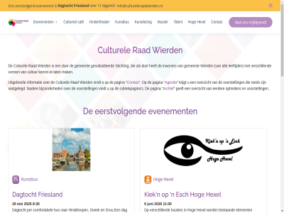 00 11 12 17 2024 2026 2027 23 26 27 30 6 7681 8 agenda algemen all alvast archief band bekijk bijzonder boshoek caf commentar contact copyright cultur culturel dag dagtocht doel drie editie een eerder eerstvolg enter esch evenement friesland geeft gemeent gerust gesubsidieerd gev gt hexel hog ieder info@cultureleraadwierden.nl informatie inwoner jar jullie juni kennis ker kiek kindertheater koenderink komt krijgt kunstbus kunstlez lat leeftijd les leuk locatie mail mak mei muziek n nader nieuw onz optreden overzicht pagina plat postadres privacy programma rad reager rubriekpagina s soundgarden spel stichting stur summary talent tesink toff uitgebreid uur vastgelegd verder verklar verschill vier vindt volled voorgaand voorstell voorwaard vorm vrag vrijblijv vroomshop webdesign wel wierd wilt zaterdag