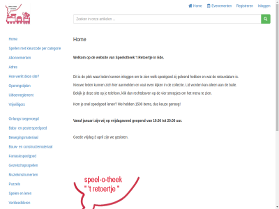1500 19.00 20.00 3 aanmeld abonnement adres allen april baby balie bekijk bewegingsmateriaal bouw categorie collectie constructiemateriaal ede engin even evenement fantasiespeelgoed geleend gemaakt genoeg geopend geslot gezelschapsspell goed hom info@speelotheekede.nl inlogg item januari keuz kijk kleur kleurcod klik kom led len lend ler lid menu mogelijk muziekinstrument nieuw onlang openingstijd per peuterspeelgoed plek puzzel rechtsbov registrer retoertj retourdatum sit snel speelgoed speelothek spel spell streepjes t telefon the toegevoegd uitleenreglement uur vanaf vast verkleedkler vier vind vorm vrijdag vrijdagavond vrijwilliger war we websit welk welkom werkt wij zien