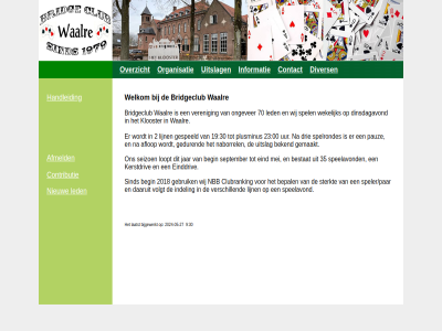 afmeld bridg club contact contributie divers handleid informatie led nieuw organisatie overzicht uitslag waalr