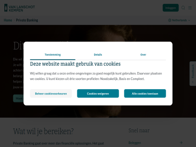 aandacht achterlat afsprak all banking basis beher belangrijk belegg bereik bested complet cookies cookievoorkeur daarbij daarvor detail drie financiel gat gebruik geregeld gev goed grag groei help hen hom inlogg jij jouw kemp kiez kom kunt lanschot maakt mak mogelijk naartoe netherland nl noodzak omgev onlin onz oploss person personal plaats privat profiel regie rol rust snel soort specialized speelt tijd toestan toestemm vermog vindt voorkeur vooruitgan war we websit weiger wet wij will wilt