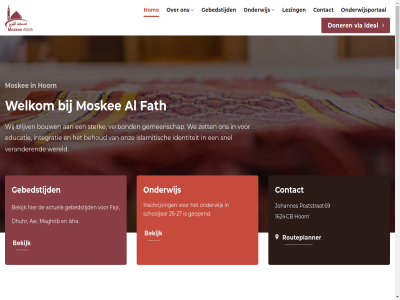 -27 1624 26 69 actueel actuel acutaliteit all asr behoud bekijk blijf blijv bouw cb contact dhuhr doner educatie fajr fath ga gebedstijd gemeenschap geopend hom hoogt hoorn ideal identiteit inhoud inschrijv integratie isha islamitisch johannes lezing maghrib moskee onderwijs onderwijsportal onz poststrat routeplanner schooljar snel sterk verander verbond via we welkom wereld wij zet