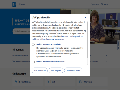 aanbied accepter actief adres af afspel allen arbeidsmarktinformatie bekijk bekijkt betaaldatum bezoeker bezoekt bijvoorbeeld cijfer cookies del direct doet gebruik gebruikt gegeven gegevensdienst goed hiermee hiervor hom houd ieder informatie inlogg interessant intrek invloed ip ip-adres iva kennis kunt lat leeftijd les link mening moment nodig noodzak onderan onderzoek onz opslan pagina portal s spel test toestemm uitker uwv verbeter via video voorkeur wajong we websit weiger welk welkom werk werkgever werkgeversportal werklos werkmap wia wia-uitker wij youtub youtube-video ziek zodat zoek