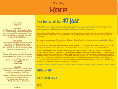 12 13 14 15 1986 2026 22 27 3 4 40 8 aandacht aangepast abbonner abonnement abonner activiteit adresgegeven afbeeld agenda antroposofie antroposofisch antropsofisch april arnhem aron augustus beck beher belangrijk bericht best bestat bested betrok bijdrag bijeenkomst blijv boek breng brengt brigit brugman copij daarin deadlin december deelnam detail dod eig eigen eindredactie elder elemental elementar en/of enkidoe esoterisch etherwereld euro extra folkert geesteswetenschap gehoud gemakshalv genoemd gewon goed grondwar grub hart hierarchieen hippokrates homeopathie info@kore.nl inhoud initiatiev inlever inschrijv interessant jaarfeest jan januari jar jarig jubileum jubileumjar jullie juni karmisch ker kerst kerstvier klein kom komt kopij kopzorg kor koreaartjes korebezoeker kracht kring kunt leidsch lev lever licht liefst mededel mengelwerk mens menselijk michael michaelsimpul michaelsvier national nieuwsbrief november o.a opgenom opgericht organiseert paasvier pas per plat publiceert rechtstrek richt rijn rob ronald rubriek samenvat september sint sit slecht spirituel stan stand stat sted stichting stil strev stur tijden tijdschrift twee uiter uitgebreid uitgegev uitnod unicum vast verder verdiep veren vermeld vertelschol verwacht verzoek via viering vierz vind voert voordracht voorzitter vrijheid vulling waarin war we wek werk wetmat wissel zien zit zoal zon zondagocht zull
