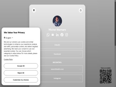 cookie doe email explor facebok incontrol instagram linkedin linktree mee michel michelwarnar mobil null on preferences privacy report view warnar whatsapp www.linkedin.com
