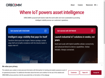 2026 about accept acquired acros additional advanced ai all alway analytic and any app as asset associated blind bottom brand build built by capabilities carer cargo cellular chain click combat complianc condition connected connectivity cookies customer customiz data devic direct direct-to-devic es for get global has hybrid industrial industry information insight intelligenc intelligent into iot its itself launch leader learn legal link mak mor never newsrom not on operation operational orbcomm our part parties party pay personal policy power practices privacy processes product provid pt purpos purpose-built purposes reduc reject reliabl reserved responsibl right s safer satellit satellite-cellular scal security sell shar simplify skywav sold solution spoilag spot started statement supply sustainabl system term that the theft third this to tracking transform use uses value viachain visibility visit we webpag websit wek wher will with world year your