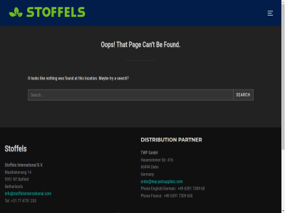 +31 +49 14 253 41b 4751 5951 60 630 6391 66994 7309 77 a aankop achet adresser allemagn at b.v be belfeld by can company content dahn distribution duitsland english/german for found franc germany gmbh hauensteiner info@stoffelsinternational.com inspiro international it l lik location lok maalbekerweg mayb merci navigation netherland nos not nothing notr nt onz oop order@twp-petsupplies.com our pag partenair partner partnerbedrijf phon pleas pour powered product produit purchas refer search sidebar skip societ stoffel str t tel that them this to toggl try twp verwijz vous we wordpres wpzom à