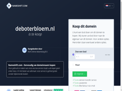 2004 2026 2288aa 24 3 6 88910652 aangebod aankoopprijs accepteert advertis allemal assistentie aud b.v bedraagt benodigd bent best betaalmethod betaalt bezit bijkom binn bod breng btw btw-factur cad chf commissie currency czk deboterbloem.nl dienst direct direct-kop dkk doe domainexpert domein domeineigendom domeinnam doorlooptijd duurt e e-mail eenvoud eigenar enig enkel escrow eur eventueel excl extra factur gat gbp gebeurt gebruik gegeven gehel geinteresseerd geled gemiddeld gratis hieronder hkd hoelang huf hur jpy jullie kop koper kost kunt kvk laatst languag levert loopt mail mak menu minut mogelijk nameshift.com nauw nb nederland nl nl864820458b01 nok nva nzd onlin onz open opties overdracht overdrag overeengekom pln prijs reken rijswijk risico ron sam sek servic sgd sinc slecht snel stan steenplaetsstrat stur transfer uiteraard usd uur veelgesteld veilig verkoper verkrijg via volgend voordat vrag welk werk wij wilt zar zodat zorg