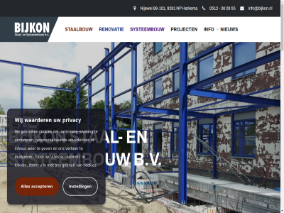 -101 0512 08.00 1 15.00 16.45 2 2026 28 3 36 4 5 55 6 7 8 9 9281 99 accepter activiteit adresgegeven advertenties algemen all analyser appartement b.v bedrijfspand bestaand bijkon brow browse-ervar cookies daarnaast dak dinsdag donderdag dracht e e-mailadres eig enginer ervar gebruik gepersonaliseerd gev gevelbeplat gorredijk groeiend harkema heerenven hom info info@bijkon.nl inhoud instell kantor klik levert maandag mailadres monteert nieuw nijewei np openingstijd pakket portena privacy privacyverklar produceert project recht renovatie sam staalbouw staalconstructies stal stemt sterk systeembouw telefon total verbeter verker voorbehoud voorwaard vrijdag waarder wand we wer werf wij woensdag zuidkad