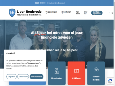 -393800 0226 09.00 12.00 13.00 17.00 1747 1978 2026 48 81 aanpass accepter actief adres advies adviez afsprak afwijz akkoord algemen analyser asn assurantien bank bedrijv benader bent brederod contact content contributor cookies deskund dienst dienstverlener doorstromer download ervar extra facebok financiel ga gebied gebruik gk help hierbij hypothek info@lvanbrederode.nl instagram jar jouw juist kalverdijk klik l leaflet locatie maandag main meld objectief onafhank openingstijd openstreetmap opnem particulier person privacybeleid schad schadeformulier schag servic sind sjoerd skip starter stat t/m terecht to tuitjenhorn uur verbeter verker verzeker voorop voorwaard vrijdag war we websit wij zakelijk zoek zowel