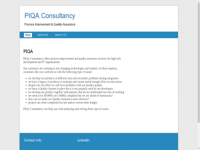 +31 50506063 6 a about afraid analyz and and/or anton@piqa-consultancy.nl are assuranc at be budget bureaucracy but by can cannot changing cmmi completed compliant confront consultancy consultancypiqa customer despit develop developer development different do during e e-mail effectiv effort encounter enough fast follow for hav help high how improvement innovation integration iso9001 issues it lat legacy lik mail maintain mak market mor ned not offer oft on or organization our overrun partner phon piqa plac powered problem proces product project properly quality services sites solving spend squirrel still system tech technologies test that the their them thes thos to together too typ understand us used way way-of-work we with wordpres working you