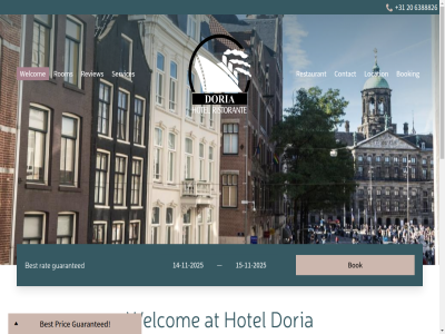 +31 1 10 1012 12 2 20 26 3 30 31 6 6388826 8 a acces addres amsterdam and around at atmospher attraction best bok booking by central condition contact conveniently cosy dam damstrat distanc doria downtown easy follow for fr from furnish guaranted heart hotel hoteliers.com info@hoteldoria.nl jl link located location meter mo modern nestled offer official only our popular pric provides rat restaurant review rom services squar station term th the to us useful visitor walking we websit welcom with within world