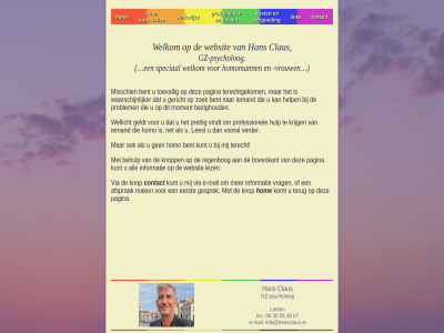 06 30 39 55 67 bent claus contact e even geldt gz gz-psycholog han hom homo homomann hulp info@hansclaus.nl knop kost krijg kunt leest leid link locatie mail net praktijktijd prettig professionel psycholog speciaal tel terecht verder vergoed via vindt vooral voorstell vrouw websit welkom wellicht werkwijz
