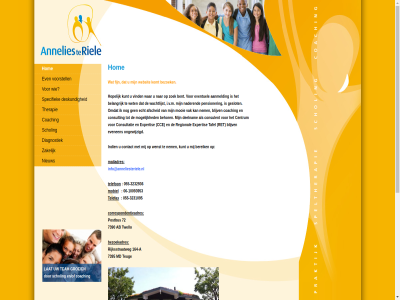 -10093953 -3231095 -3232936 055 06 164 72 7390 7395 a ab annelies beantwoord bereik bezoek bezoekadres coaching contact correspondentieadres dag deskund diagnostiek dinsdag donderdag en/of even fijn groei hom indien info@anneliesteriele.nl komt kunt lat maandag mailadres mailtjes md mobiel nem nieuw postbus riel rijksstraatweg scholing specifiek team telefax telefon telefonisch teug therapie twello voorstell websit wenst werkdag woensdag zakelijk