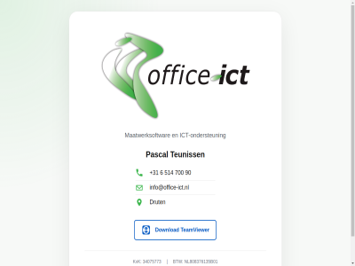 +31 34075773 514 6 700 90 btw download drut ict ict-ondersteun info@office-ict.nl kvk maatwerksoftwar nl808376135b01 offic office-ict ondersteun pascal teamviewer teuniss