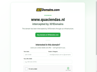301domains 301domains.com a and anti anti-spam at auction back ben buy by contact detail domain email expir get has i infrastructur intercepted interested leav ll m nam not offer or our platform premium robot send spam telegram this through to usd visit we www.quaciendas.nl you your