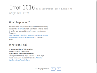 -08 -11 /support/troubleshooting/http-status-codes/cloudflare-1xxx-errors/error-1016/ 09 1016 16 2026 29 a a29637074b368239 additional again and are by can check click cloudflar cnam currently detail developers.cloudflare.com developers.cloudflare.com/support/troubleshooting/http-status-codes/cloudflare-1xxx-errors/error-1016/ dns do domain error few for happened helpful her i id if information ip it mak minutes mor network no on origin owner pag performanc pleas ray record requested resolv resolvabl reveal security see setting sur that the this to troubleshot try unabl using utc valid ve visitor websit what www.sma-amersfoort.nl yes you your
