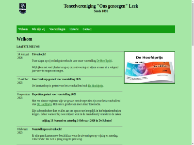 00 1 10 12 13 14 15 16 1892 2013 2023 2024 2025 2026 22 23 24 25 27 28 29 8 advertentie afgelop all ann assistent avondvull baron begin begonn bejaardentehuis bekost belang beschik bewoner bijna biocorner bres bur contact copyright daarnaast dag daver dicht doet donderdag draai dreigt echter ex ex-psychiatrisch familiekastel februari filmster freutenbeum gan gast gat geerfd gek geldkran genoeg geplaatst geschrev gestart gewon goed grag grot hel helderzi help henk historie hoofdprijs hotel huiz idee info@onsgenoegenleek.nl inricht jar juli kaart kaartverkop kaartverlop kastel kijk klucht komt kost krijg kuuroord laatst lek lok loodjes maandloterij maart maatschappij mei miljoen moeder moet mog mogelijk nico nieuw nieuwsarchief normal oktober onderhoud ontvang onz opa opgetred overled par patient plaatsj plezier psychiatrisch red rederijkerskamer regisseur repetities richt rij roed sam schijnt schoondochter schut seizoen september sind slecht snel sociotherapeut speelt spel speykstrat spok spookt springt start stat stres stuk subsidie succes t terug terwisscha toneelveren torrenga tuss twee uitverkocht uitvoer valt verander verkrijg verover vijf vol volgeboekt volgend volled voorstell voorverkop vrijdag waarin wanner we wederom weekend wek wel welkom wer werk wethouder wij will wint won zak zaterdag zien