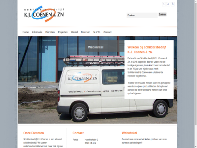 -681441 -683591 0527 1 1945 70 8321 a aanbied aansluit actief adres allround behang bestan bestell bied bouwbedrijv bouwkund coen collectief contact dienst divers e e-mail eigenar fax ga gekoppeld glaszet handelskad hom huidig info@kjcoenen.nl informatie innovatie jar k.j kb klant klein klik kracht m.v.o mail naast nieuwbouw nieuwbouwschilderwerk o.a onderhoud onderhoudsschilderwerk onz opdrachtgever opgebouwd opgericht optimal over particulier product profiter project reputatie schep scherp schilder schildersbedrijf schilderwerk snel strategisch telefon traditie uitstek uitvoer urk vader voer waardor we webwinkel welkom wens werkzam wij winkel woningbouwveren zn