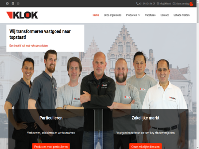 +31 09 1 16 2025 24 34 592 aangestuurd aanpak aanspreekpunt aanvrag aanvull af afbouwgroep afbouwproject afdel afwerk afwerklag allen bedrijf bedrijv behoud belangrijk beperkt bestemm bezig bied bouw bouwkund bouwmaterial buit bv calamiteit certificat collega collega-bedrijv combinatie complet concept contact contract coordiner daarbij daarmee dag dagelijk dak degradatie dienst direct diver doordat duurzaamst duurzam eig energie ervor expertis facilitair focus gat gebouwelement gebruik gecontroleerd gehel gemotiveerd genom glaszetter goed hoger hom huisabonnement huismeester huismeester-contract hulp ieder info@klok.nl informatie invester isoler kantor key kiez klant klantenservic klok kost krijgt kwaliteit lager lang les lever levert mak make-over manier markt medewerker meerder meest meld minimum nederland nieuw noord object offert onderhoud onderhoudsabonnement onderhoudskost onderhoudsoploss onderhoudswerk ondernem ondersteun ontdek ontwerp ontwikkeld onz oorzak oplever opwek organisatie over overlast pak parat particulier pass per periodiek plafond preventief problem product project projectleider qua realiser regio rol ruimt schad schilder schilderwerk servicedienst servicemonteur slimm slop snel speciaal spel sted stoffeerder stoffer straalt stukador team termijn timmermann toe toegepast topstat traditionel transformer turn turn-key uniek uur vacatures vakmens vakspecialist vanaf vastgoed vastgoed-object vastgoedonderhoud vel verbouw verder verduurzam visie vital vitaliteit voer vol waardor wandmonteur we weersinvloed welk welzijn werk werkplezier wij winkel woning zakelijk ziekenhuis zorg zorgafdel
