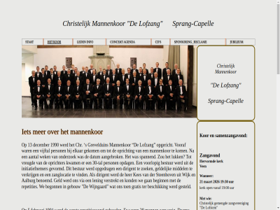 00 11 12 13 16 19 1990 1991 2002 2014 2026 21 23 25 28 30 35 5 58 75 aalburg aangebrok aantal aanwez agenda all arthur beginn begonn benoemd berg beschik bestur bezig blef bloem boggel boggl bos breid capell cd chr christelijk concert daarna datum december ded den dick dik dirigent echter eerst elkar enigszin februari fijn gan gebakj gebouw geduld geestelijk gehoud gekom geld geldelijk gelijk gemengd gesteld gevormd gezien gezong giessendam goed gratis grevelduin groei groeid groter had hananja hardinxveld henk her herdacht hervormd hoofdstrat info initiatiefnemer inmiddel jar jolanda jong jongerenkor jubileum kerk kes kom kond kor kwam lat led ledenaantal ledenaanwas lening lieder lofstem lofzang luk m.m.v maart mann mannenkoor-delofzang.nl mannenkor mas meest mei middel moeilijk moet momentel mooi nod nooit onderzoek onwenn onz opbreng opdag open opgedrag opgericht opricht oprichter opvolger organist overkant period person pianist psalm reclam repetitieavond repetities s sam samenzangavond sfer spannend sponsor sprang sprang-capell start sted steenhov stefan strev tal ter uitthol uur vanaf vel ven verhuiz verkrijg verstrekt via vijftal vind vlot vooraf vooral voorlop vreugd wanner we wek wekelijk wer wijk wijngaard zang zangavond zanger zanglocatie zangveren zeeland zing zodat zoek