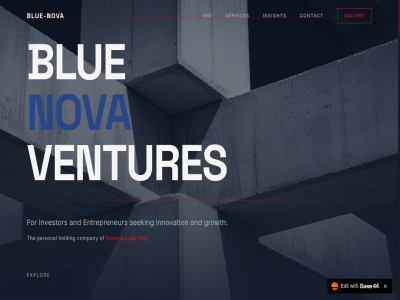 and b bio blue blue-nova company contact edit entrepreneur explor for growth holding innovation inquir insight investor karel nova personal poel seeking services the ventures with