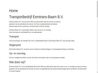 035 1964 541 5524 aangegev adres aflever afleveradress all b.v baarn bedrijf benelux bent beschik bestat bestemm binn bred chauffeur combinatie combinaties diver doormiddel duit eemtran eemtrans-baarn eifel elk ervar familiebedrijf frankrijk gevestigd goeder heftruck hom hou hout info@eemtrans-baarn.nl informatie inzet jarenlang juist klant kunt kwaliteitsgericht lading locatie loods meeneem-heftruck meenem motorwagen/aanhanger natur noord noord-frankrijk onz opbouw opgeleid oploss opslan overslag plaatmateriaal plaatmaterial prijsopgav product professionel scala schuifzeil sind speciaal specialism stat t terrein transport transportbedrijf trekker/oplegger uitgerust vervoer verzorg verzorgd verzorgt vestig voornam vrachtwagen wagenpark war we welk wend wij wijz