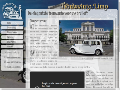 0653 0800 1936 25/30 888.555 auteursrecht bedrijfsgegeven bekijk bentley bijzonder bloemstuk bouwjar bruiloft contact cookies direct elegantst gezien gracieus hom hur info@trouwauto.limo limousin mag mooist nederland nem offert privacy reserver roll rolls-royc royc s simpelweg tariev trouwauto trouwvervoer voorwaard vrag vrijblijv