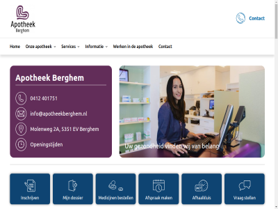 -17 00 0412 1 12 13 16 2025 2026 24 24/7 25 26 2a 30 31 401751 5351 7 8 89926447217 99056725117 aandacht aantal aanvull af afhaalkluis afhaalservic afsprak afwijk algemen all apotheekberghem@zorgmail.nl apothek apotheker app arts assistente@apotheekberghem.nl behandeld belang bereik berghem bernhov bestell bestelt betrok bewak bewoner big bijvoorbeeld binnenkom buit client contact continu daarnaast dag dagelijk december dinsdag direct donderdag doser dossier dubbel e e-mailadres eenvoud ev feestdag ga gebruik gecontroleerd gediplomeerd gemak geschikt geslot gev gewenst gezond gezondheidszak goed hal handig har haren-loerman hom huisart huisarts ieder indien info@apotheekberghem.nl informatie inhoud innem inschrijv inzicht j.m januari kijk klopt komend kunt l.l.a.w laagdrempel lab laboratoria laboratoriumuitslag legg les let lever loerman lokal maandag mail mailadres mak mat medewerker medgemak medicatie medicijn meetwaard middel mijngezondheid.net missie mogelijk molenweg nauw nem omgev onlin onz openingstijd ophal ouder per privacybeleid recept regelt sam samenwerk servic services smartphon snel specialist spoedgevall sprak stell stelt streeft telefon telefoonnummer tijd tijden tijdstip tuss uitkomt uur veilig ven verpleg verstur verwerkt verzorghuiz via vind visie vrag vrijdag waarom wanner we wek wekker werk wgbo wij wijk will wisselwerk woensdag ziekenhuiz zodat zorg zorgmedewerker zorgverlener