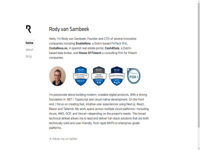 a about acros allow and are aws azur based blazor blog both broad broker building cash4data cloud cloud-nativ companies consult costanova.es creating cto data deliver depend development digital dutch dutch-based enablenow end enterpris enterprise-grad estat experiences fast fintech firm focus follow for foundation founder friendly from front full full-stack gcp grad hello hom hous i includ innovativ intuitiv lead m modern multipl mvps my nativ ned net next.js on passionat platform portal product project rapid react real rody s sambek scalabl several skillset solid solution span spanish stack strong tailwind technical technically that the this to twitter typescript user user-friendly using vercel with work