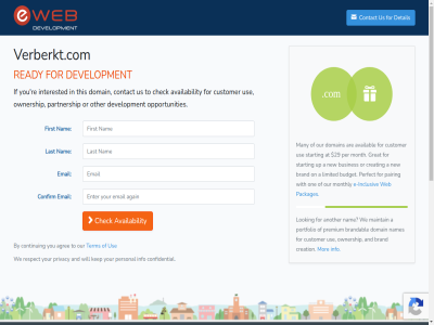 2026 a agree and availability branding busines by check chos complet confidential confirm contact continu detail developed development domain e e-inclusiv email first for getting googl inclusiv info kep last learn logos mor nam new offer onlin only or other our packag packages personal policy privacy ready registration respect services solution started term the to us use various verberkt.com we web websit whether will workspac you your