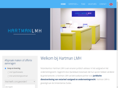 aanvrag adviseur afsprak akkoord amsterdam ander betrouw contact dienstverlen document engel ervar expertises ga gevestigd gevond grot hartman hom hypotheekakt inclusief internet juridisch kandidat kantor klik koopovereenkomst kop lever lmh mak makelar notarieel notariskantor notariss offert ondernemingsrecht opgericht partner privacyverklar samenlevingscontract spor team vacatures vastgoed verdiend vertal welkom zuidas