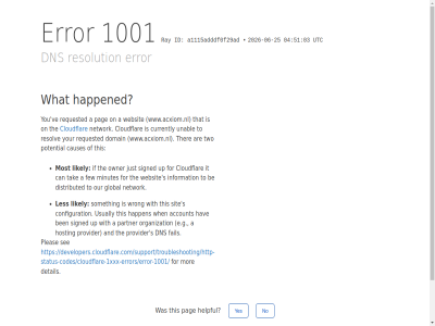 -06 -25 /support/troubleshooting/http-status-codes/cloudflare-1xxx-errors/error-1001/ 03 04 1001 2026 51 a a1115adddf0f29ad account and are be ben by can causes click cloudflar configuration currently detail developers.cloudflare.com developers.cloudflare.com/support/troubleshooting/http-status-codes/cloudflare-1xxx-errors/error-1001/ distributed dns domain e.g error fail few for global happen happened hav helpful hosting id if information ip it just les likely minutes mor most network no on organization our owner pag partner performanc pleas potential provider ray requested resolution resolv reveal s security see signed sit someth tak that the ther this to two unabl up usually utc ve websit what when with wrong www.acxiom.nl yes you your