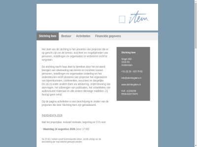 +31 0 00 10 1016 17 2 20 2026 24 360 41206299 623 79 816773075 82 aanvrag activiteit adviser ag all amsterdam audiovisueel augustus bedrag begrot bekend beoogt beoordel bereik beschrijv bestur bijeenkomst blok bovenstaand breng conferenties contact contactgeven cv datum dergelijk dienstig doel en/of excursies financiel gegeven gemaakt gerealiseerd gericht grijz inclusief indiendata info@stichtingitem.nl instell inzicht item kennis kvk maandag mail materiaal middel mogelijk motivatie nem onderl ondersteun ontwikkel organisaties organiser pagina per person project projectplan publicaties rsin s schenk singel stand stichting stichtingitem.nl tracht tuss uitbreng uitslag uitvoer uitwissel vanaf verbeter vergrot via vind wek wilt winst www.stichtingitem.nl