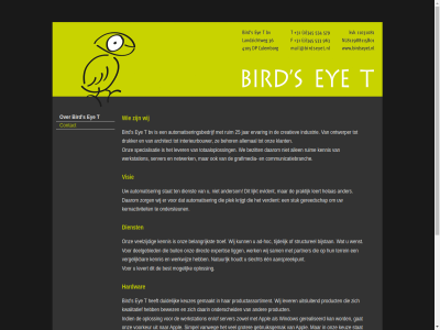 25 aanspreekpunt ad ad-hoc adviser all allemal allen ander andersom appl architect automatiser automatiseringsbedrijf behor belangrijkst beoogd best beter bewez bezit biedt bijstan bird buit bv communicatiebranch contact creatiev cursuss daarbij daarin daarom daarvor deelgebied dienst direct drukker duidelijk een en/of ervar evident expertis eye gan gat gebied gebruik gebruiksgemak gemaakt gerealiseerd gereedschap goed grafimedia groter hardwar helas help hoc houdt indien industrie intensief interieurbouwer invester jar kennis kernactiviteit keuz keuzes klant kort krijgt kwalitatief leert lever levert ligg lijkt markt minder mogelijk natuurljk netwerk onderscheid ondersteun ontwerper onz opleid oploss oppervlakk optimal pakket partner plek praktijk product productassortiment profiter programmatur resultat ruim s sam server simpel slecht softwar specialisatie speelt stat structurel stuk t ten terrein tijdelijk toonaangev totaaloploss troef uitsluit vanweg veelzijd vel verdient vergelijk vergrot visie voorkeur voorop we wenst werk werkstation werkwijz wet wij window zinvol zorg zowel