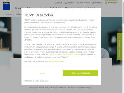 a absolutament acceder aceptar acompañan adecuacion adecuado afectados ajustes alta ambient ambito ancha anual aplicacion aplicaciones audiovisuales autonoma autoridades aviso bajo banda boletin buscar carrera categorias cavity chapas chip clic clima comision como comparacion component comunicacion comunicados con conduccion conductor configuracion conform consient constantement consumo contacto contrast control convocatorias cookies copyright corporativos cual cualquier cuestion cumplimiento datacom datos decision del derechos descubra descubrira desea destinatarios digital diodo diodos directiva dond dos e economico editar efectos eficaces el electronica elegir emision emit empresa empresarial empresas encontrara energia enlac entornos es espacio españa especial especiales esta estas estos estructura europea europeo eventos exist fabrica falta fichas flancos flexibl fotodiodos frent fuera funcionalidad gestion hac hacer hacerlo hd/4k herramienta herramientas imponer incontables industriales inform informacion informadores informativo inicio inspeccion integradas inteligent interesarl intereses internet interponer ir junta la las laser le legal limitada lo los lugar luz maquinas maquinas-herramienta marca mas matrices maximo mecanizado medio mejorarlos mercado moderna momento monitorizacion monomodo mostrar multimodo muy my.trumpf.com mytrumpf necesarias newsrom ni nivel no nuestra nuestros o ofertas ofrec ofrecer onlin otros pagina paginas pais paises papel para part perfecta perfil perpendicularment personales pertinentes photonic plano podran podrian politica por portatiles posibl potencia prensa primer principios privacidad producir producto productos profesional proteccion publicidad pued que realment recursos registrada registro rendimiento revistas revocar sal se sea sean sectores sed sedes seguridad semiconductor sensores sentido serie servicio servicios sesion sistema sistemas smartphones sociedad softwar solo solucion soluciones son sostenibilidad streami