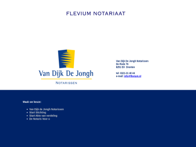 -31 0321 40 44 76 8251 akt dijk dront e e-mail ex flevium info@flevium.nl jongh keuz mail mak notariaat notaris notariss red start stichting tel verdel