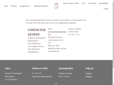 06 10.00 11 17.00 2 2020 27 2731 711 75 83 832 adres arrangement bent benthuiz bentwoudlan besprek bijzonder boomgaard bs btw contact contactgegeven content dat dinsdag email enthousiast facebok feest fijn foto gambia gebruik geniet gev geword high hom info@schenkerijdeboomgaard.nl instagram kaart liever mail miek mogelijk moment navigatie nem nl8505.31.974b01 nr omleidingsweg openingstijd opneemt privacyverklar s schenkerij skip t/m tea telefon telefonisch to trouw uiteraard up up-to-dat uur verhal via vind volg water wij wilt zaterdag