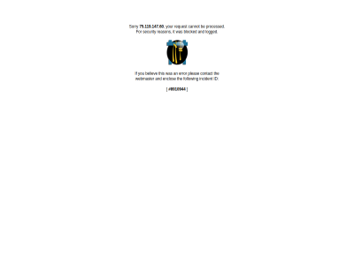 403 75.119.147.60 8910944 an and be believ blocked cannot contact enclos error follow for forbid id if incident it logged ninjafirewall pleas processed reason request security sorry the this webmaster you your